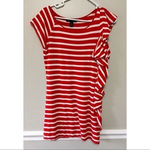 NWOT INC Red & White Striped Tunic, Medium